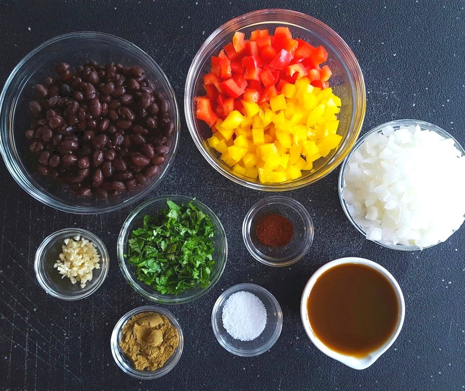 Ingredients for Easy Black Bean and Bell Pepper Stew